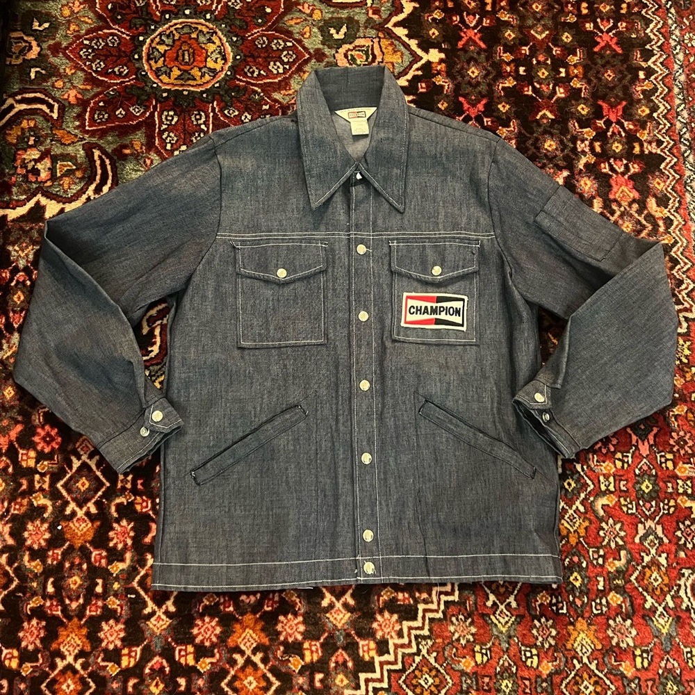 Champion Racing original pearl snap thick Denim Mens Vintage shirt jacket